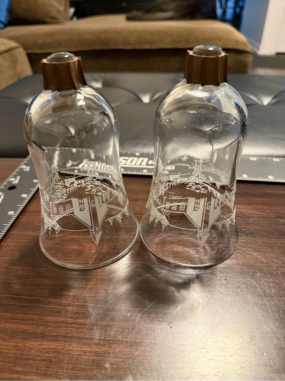 Vintage Clear Etched Peg Votive Candle Holders Winter